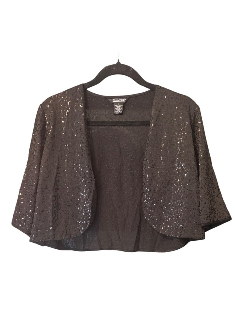 Women's Black Sequin Bolero Shrug By Glamour Size Medium